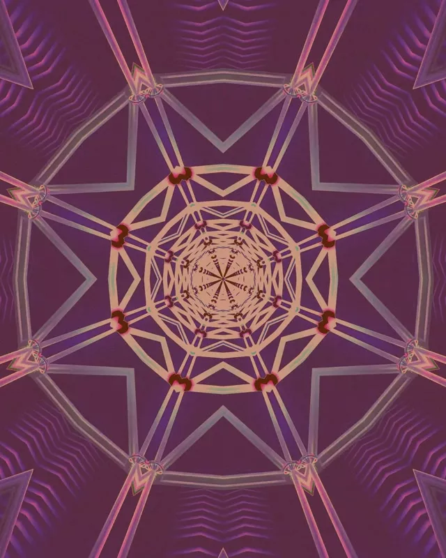 Terowong Neon Mandala Bintang Ungu VJ Loop 4:5 Instagram 60fps Screensaver