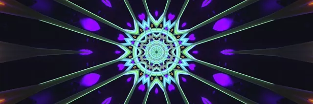 อุโมงค์นีออนม่วงดาว Screensaver 3:1 Triple Wide 60fps VJ Loop