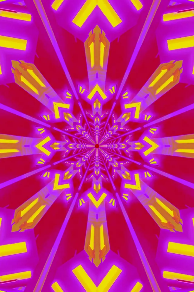 Neon Tunel Kaleidoskop Star Burst VJ Loop 2:3 Photo Portrait 60fps Šetrič Obrazovky