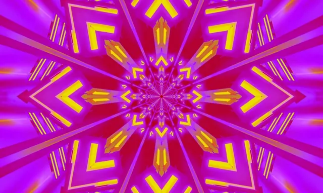 Neon Tunnel Kaleidoskop Yıldız Patlaması 5:3 Geniş 60fps Ekran Koruyucu VJ Loop