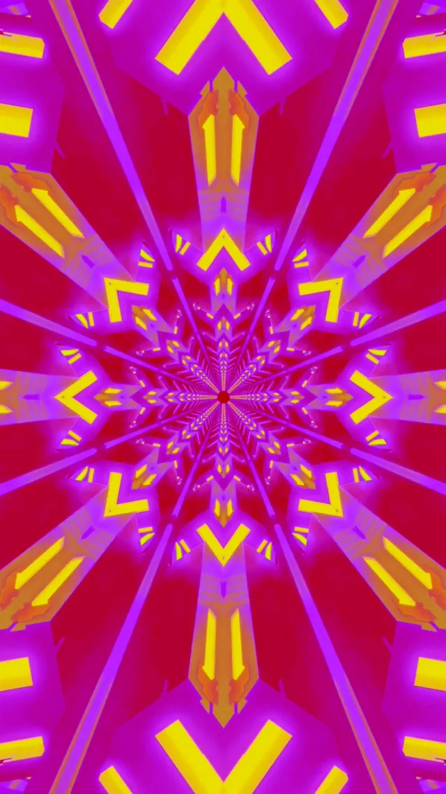 VJLoops 霓虹灯隧道万花筒星形爆裂 9:16 Reels 60fps 屏保