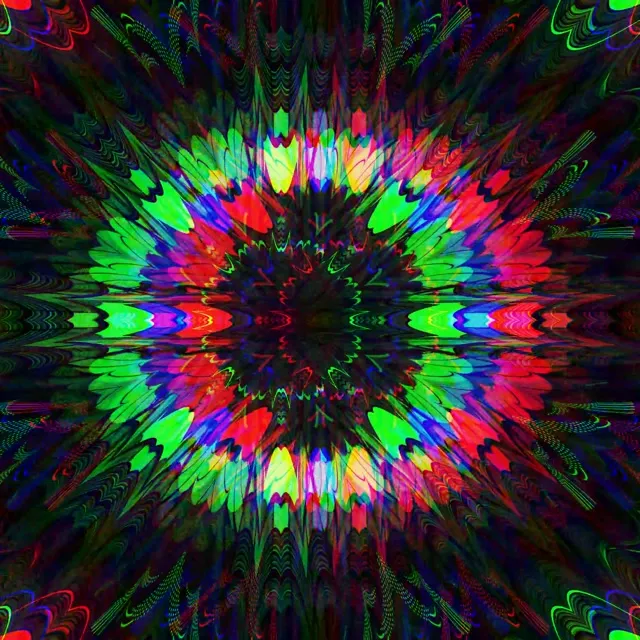 Neon Tunnel Radiating Kaleidoscope Burst VJ Loop 1:1 Square 60fps Screensaver