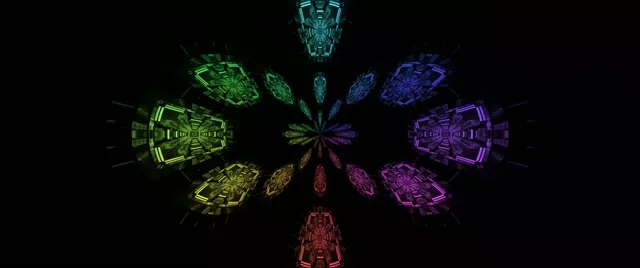 네온 터널 무지개 우주선 소용돌이 VJLoops 2.39:1 시네마스코프 60fps 화면보호기