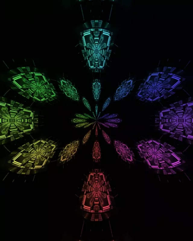 Neon Tunnel Rainbow Petal Burst VJ Loop 4:5 Instagram 60fps Screensaver