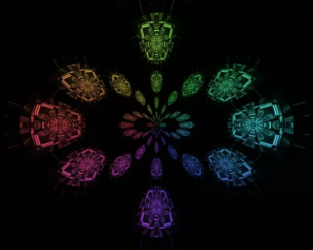 霓虹隧道彩虹碎形綻放 5:4 工業級 60fps 螢幕保護程式 VJ Loop