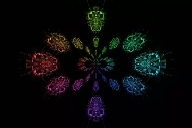 Twnnel Neon Enfys Ffractal Blodyn VJ Loop 3:2 Surface 60fps Sgrin Arbedwr