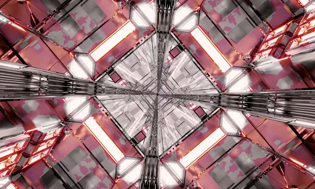 Неонов Тунел Червен Хромиран Диамант VJLoops 5:3 Wide 60fps Скрийнсейвър