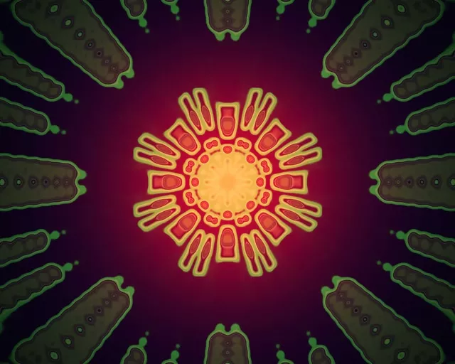 neon tunnel red corridor bloom 5:4 industrial 60fps motion background screensaver