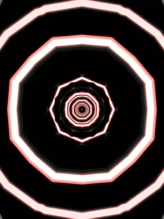 Neon Tunnel Red Decagon Vortex Screensaver 3:4 iPad Portrait 60fps Vj Loop