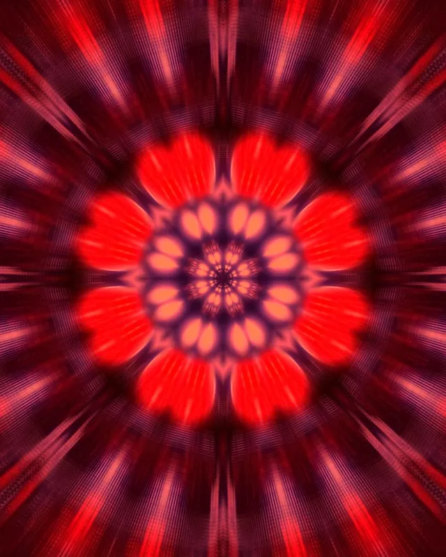 Neon Tunel Crveni Fraktalni Kaleidoskop Cvet VJLoops 4:5 Instagram 60fps Čuvar Ekrana