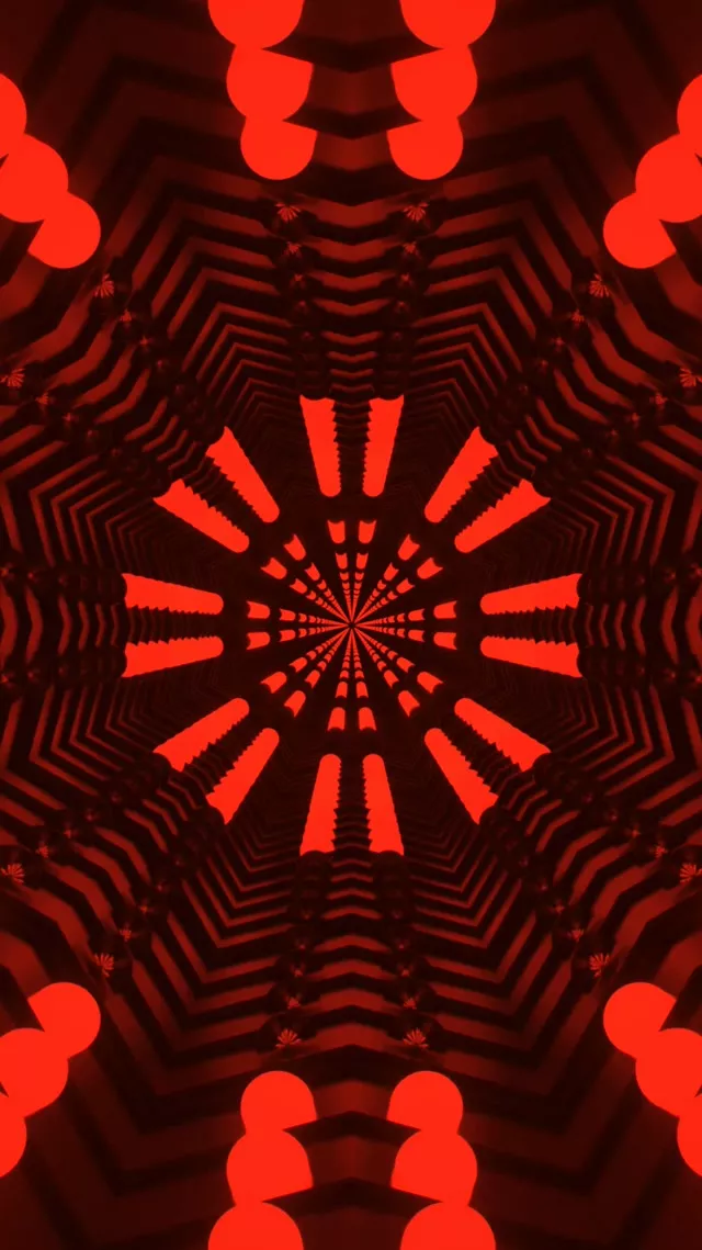 Neon Tünel Kırmızı Fraktal Kaleidoskop Vj Loop 9:16 Reels 60fps Ekran Koruyucu