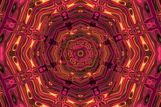 Neon Tunnel Fractal Octagon Vortex VJ Loop 3:2 Surface 60fps Ekrano užraktis