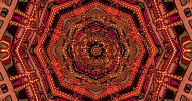 تونل نئون Red Gold Mandala Screensaver 4K UHD 60fps VJ Loop