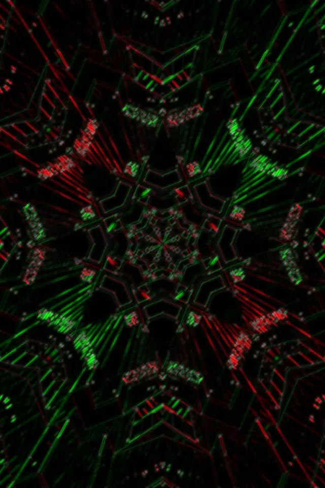 Neon Tunnel Red Green Kaleidoscope 2:3 Portrait 60fps Screensaver VJ Loop