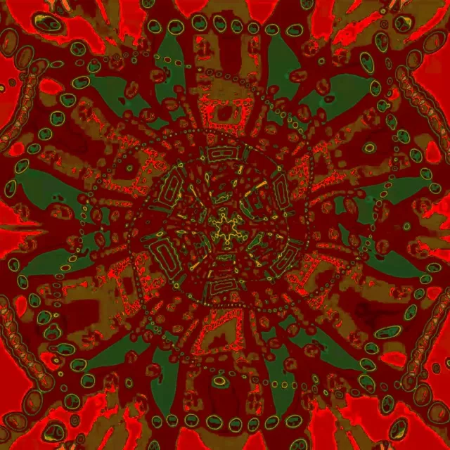 Neontunnel Röd Grön Mandala VjLoops 1:1 Kvadrat 60fps Skärmsläckare