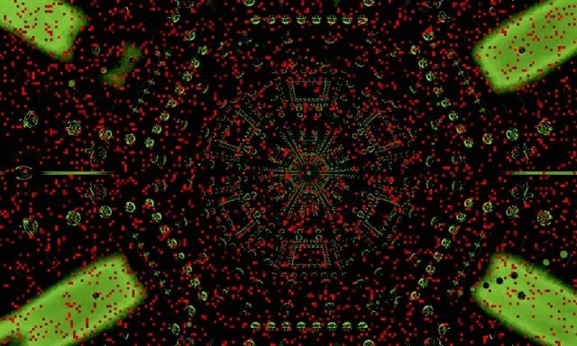 Neon Tunnel Röd Pixel Webb Virvel 5:3 Wide 60fps Skärmsläckare Vj Loop