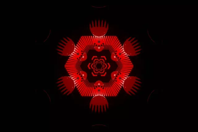 Neon Tunnel Rød Hex Kaleidoskop Vj Loop 3:2 surface 60fps skjermbeskytter