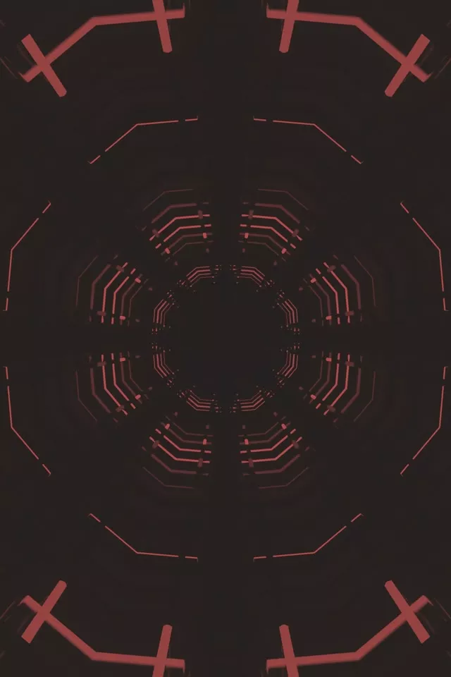 霓虹隧道红色八边形网格 VJLoops 2:3 照片竖屏 60fps 屏保