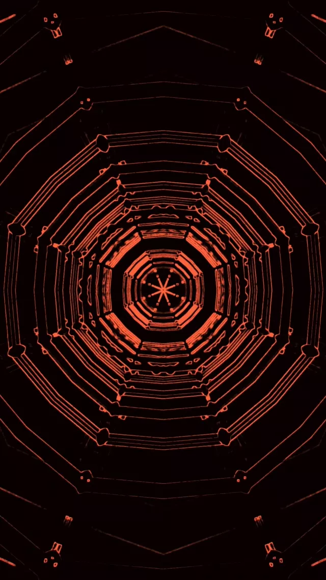 नियॉन टनल रेड ऑक्टागन वॉर्टेक्स VJ Loop 9:16 रील्स 60fps स्क्रीनसेवर