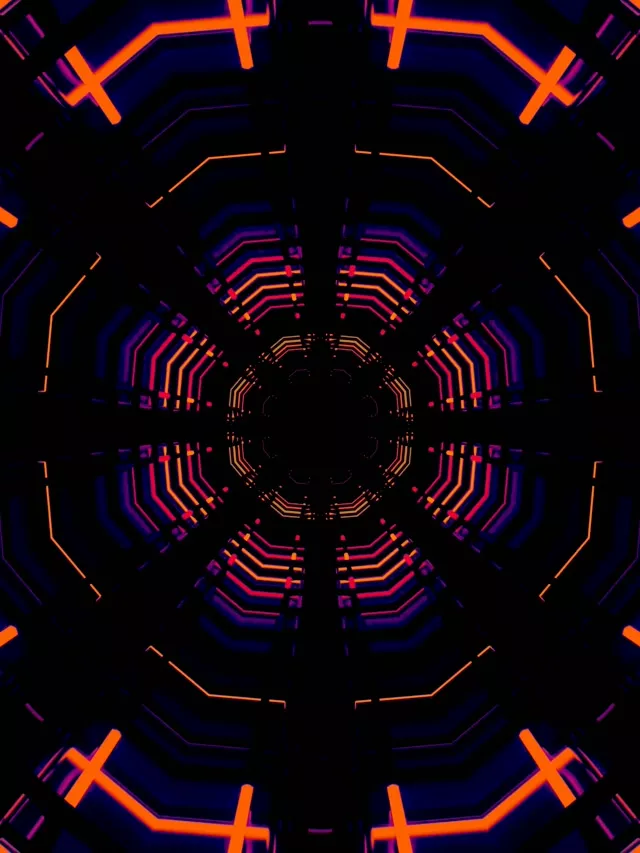 Tunel Neon Grilă Circuit Octagon VJLoops 3:4 iPad Portrait 60fps Ecran de Protecție