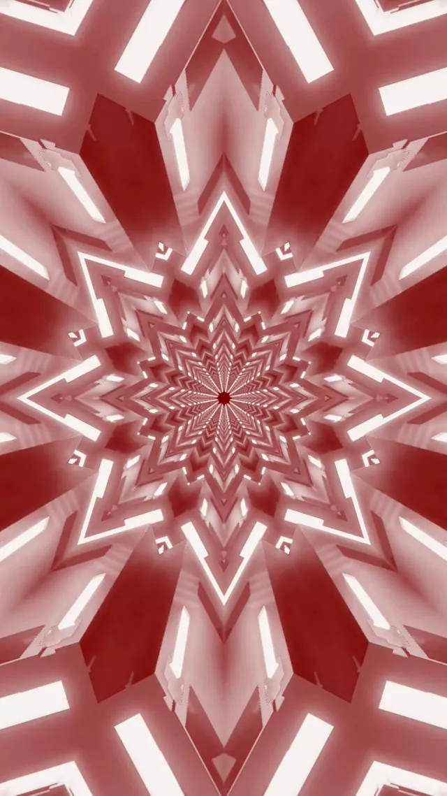 Neon Tunnel Red Star Kaleidoscope VJ Loop 9:16 Reels 60fps Screensaver