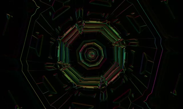 تونل نئون گردباد هگزاگون چرخان 5:3 Wide 60fps VJLoops صفحه نگهدار