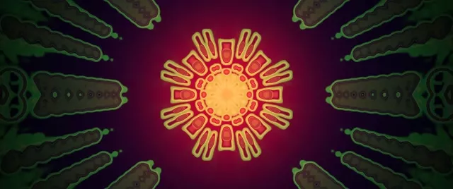 neon tunnel scarlet kaleidoscope 2.39:1 cinemascope 60fps vj animation screensaver