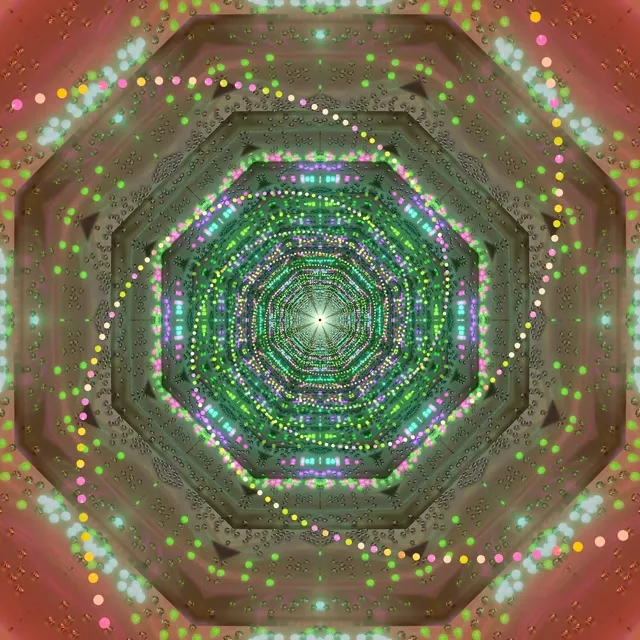 Neon Tunnel Pauseskærm 1:1 Firkantet 60fps Grøn Pink Oktagon VJ Loop