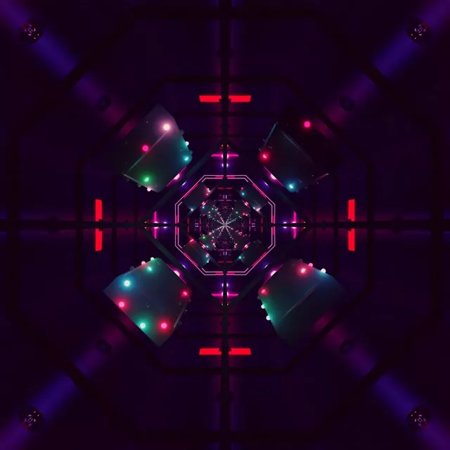 Neon Alagút Képernyővédő 1:1 Négyzet 60fps VJ Loop Lila Piros Nyolcszög PC