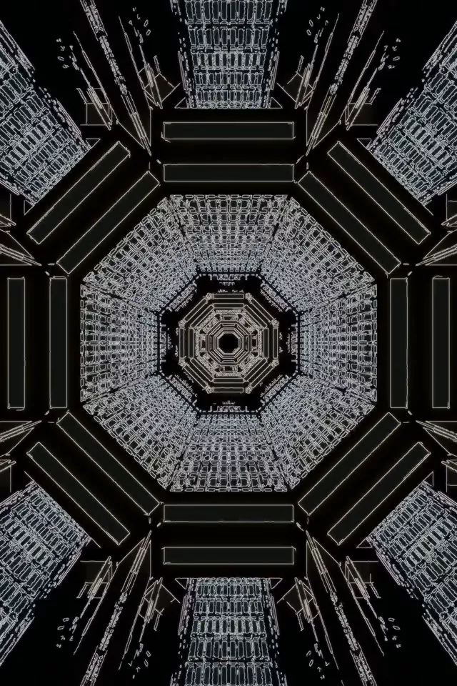 Neon Tunel Čuvar Ekrana 2:3 Portret 60fps Crni Oktagon VJ Loop PC