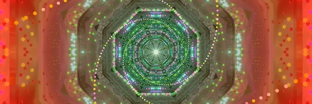 อุโมงค์นีออน Screensaver 3:1 Triple Wide 60fps Vj Loop แปดเหลี่ยมเขียว