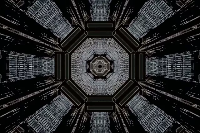 霓虹隧道屏保 3:2 Surface 60fps 几何八边形 VJ Loop 黑白