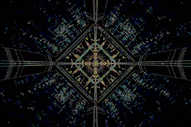 Neonový Tunel Spořič 3:2 Surface 60fps VJ Loop Tmavý Kaleidoskop Mřížka