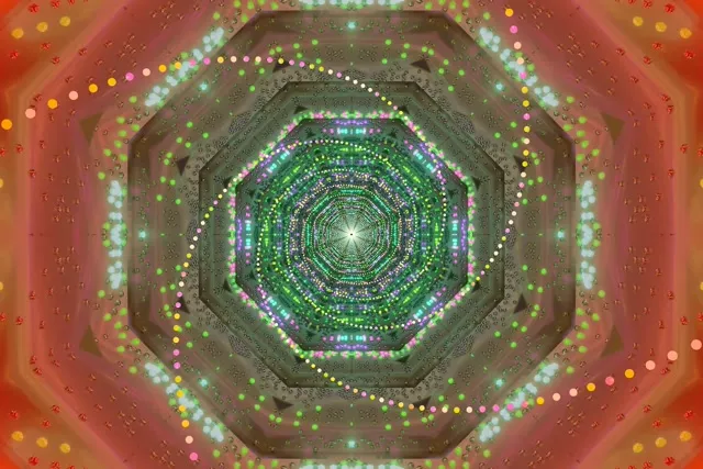 Неоновый туннель заставка 3:2 surface 60fps Vj Loop зелёный октагон огни