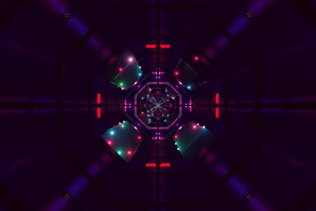 تونل نئون محافظ صفحه 3:2 Surface 60fps VJ Loop چراغ‌های بنفش قرمز