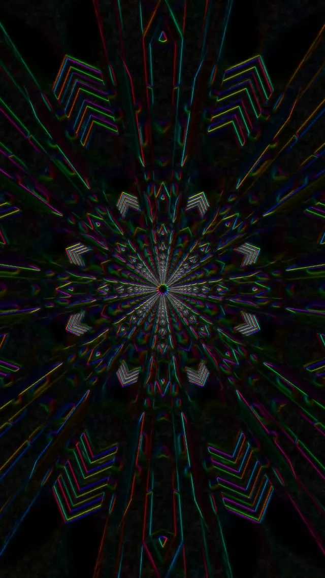 Neon Tunnel Spiraling Kaleidoscope VJ Loop 9:16 Reels 60fps Screensaver