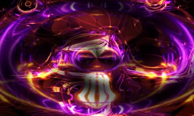 VJ Loop 5:3 Wide 60fps Neon Tunnel Pulsating Purple Gold Vortex Screensaver