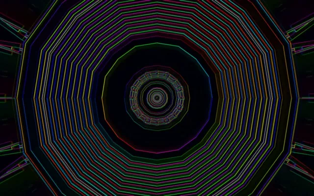 Neon-tunneli Octagon Vortex 16:10 Macbook 60fps Screensaver VJLoops