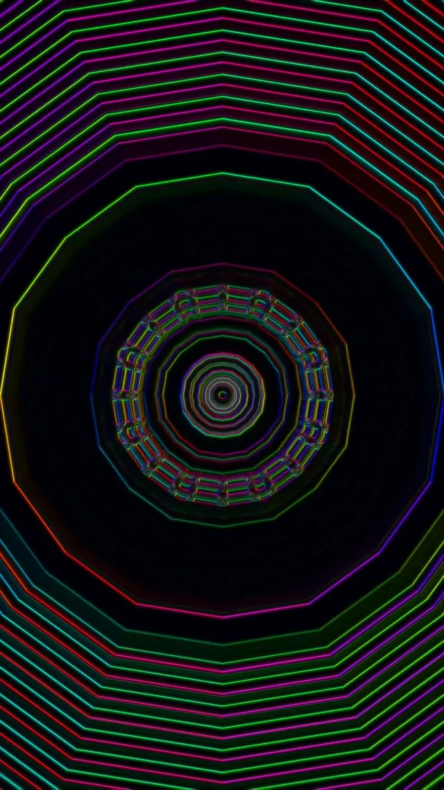 霓虹隧道螺旋八邊形漩渦 9:16 Reels 60fps VJ Loop 螢幕保護程式