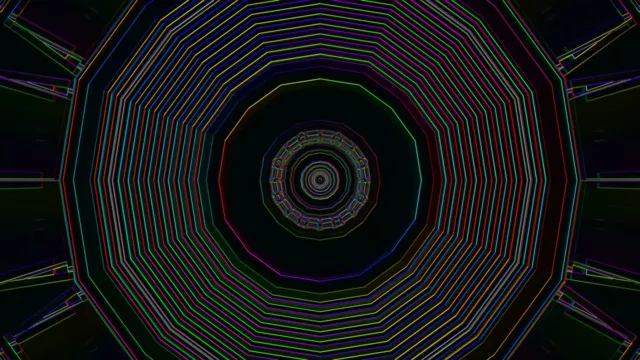 霓虹隧道屏幕保护程序 4K 60fps VJ Loop 彩色几何运动背景