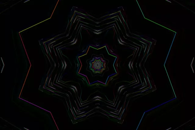 Neon Tunnel VJ Loop 60fps Screensaver Fractal Kaleidoscope 3:2