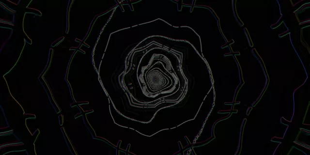 Neon Tunnel Spiraling Hexagon Vortex 2:1 Univisium 60fps Screensaver