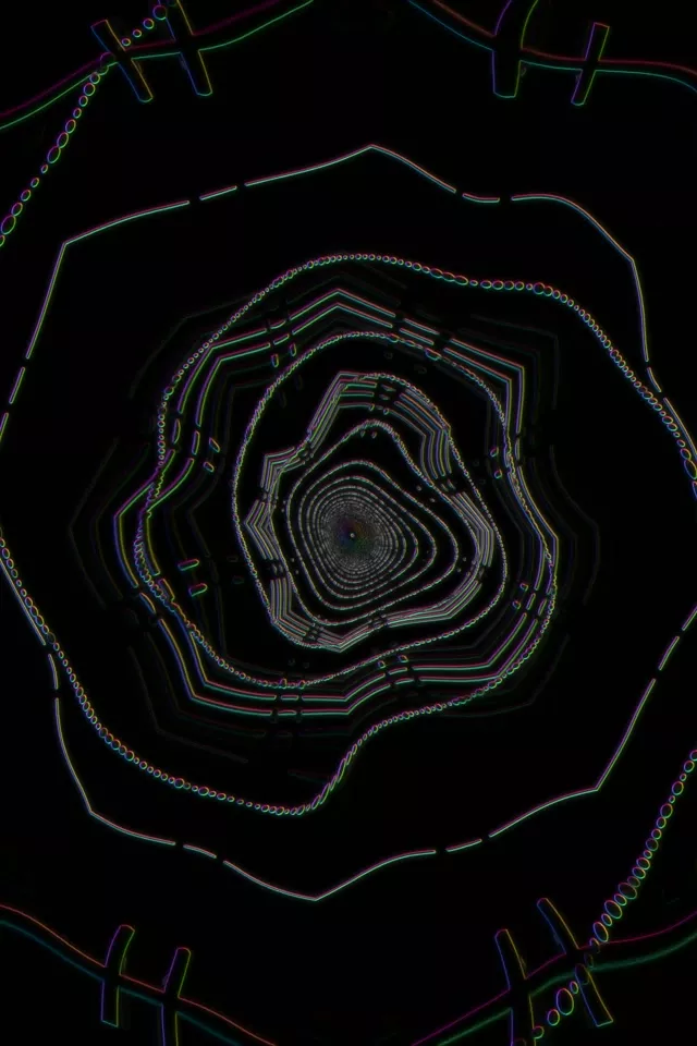Spiraling Neon Tunnel VJ Loop 9:16 60fps Screensaver Kaleidoscope