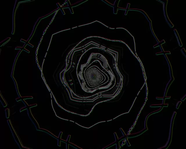 5:4 Industrial Neon Tunnel Spiraling Octagon VJ Loop 60fps Screensaver