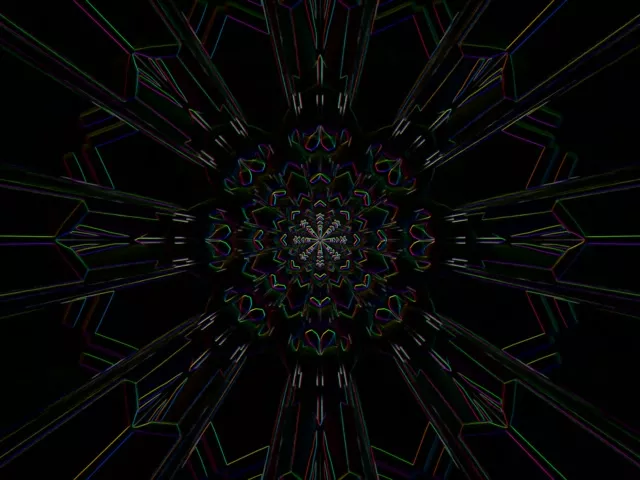 Neon Tunnel Fractal Kaleidoscope VJ Loop 60fps 4:3 Screensaver