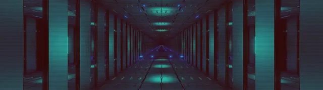 Neon Tunnel Blauw Blauwgroen Gang 32:9 Super Ultrawide 60fps Schermbeveiliging VJLoops