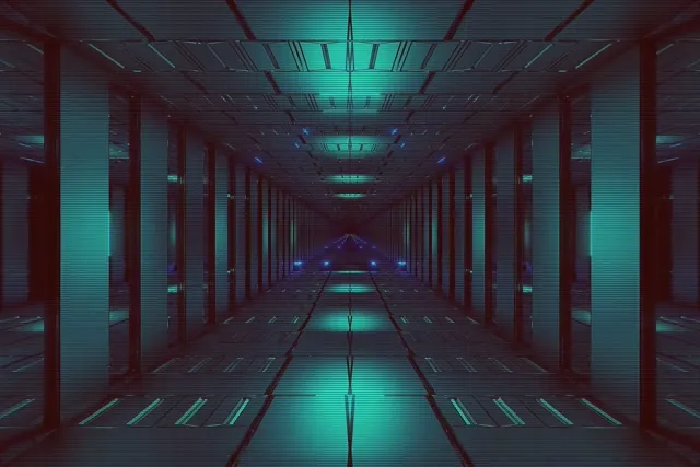 Neónový tunel modrozelená mriežka VJ Loop 3:2 Surface 60fps šetrič obrazovky