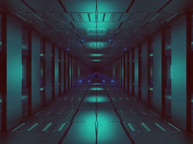 VJ Loop Neon Tunela Urdin Berdea Sareta 4:3 klasikoa 60fps Pantaila-babeslea