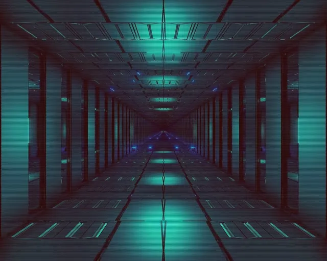 Νέον Τούνελ Μπλε Πλέγμα VJLoops 5:4 Βιομηχανικό 60fps Προφύλαξη Οθόνης