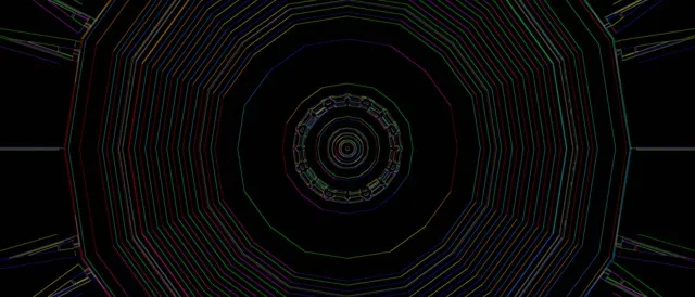 Đường Hầm Neon Xoáy Đa Giác Đa Màu VJLoops 21:9 Ultrawide 60fps Screensaver